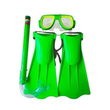 Imagem de Kit Mergulho Infantil Pé De Pato E Acessórios Verde 3+ DMT - DMTOYS