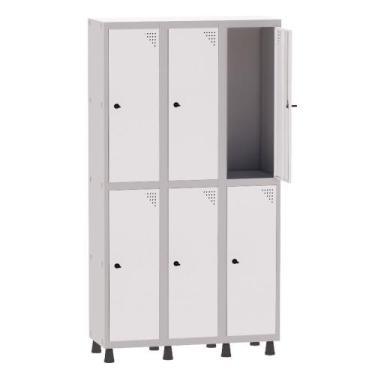 Imagem de Armário Guarda Volume Locker Roupeiro 3 Vãos 6 Portas Aço GRP503/6 Cin