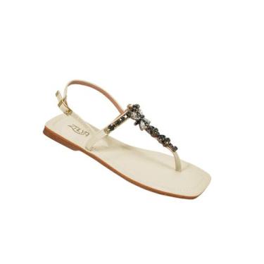 Imagem de Sandália Rasteira Zalya Feminino Adulto Delicada Fechada - Ref Z10051,