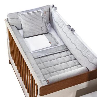 Imagem de Kit Berço 9 Peças Em Linho Menino Menina Batistela Baby, Cinza