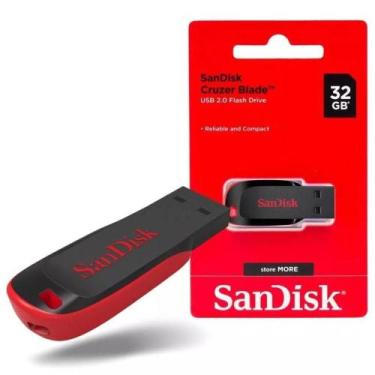 Imagem de Pen Drive 32gb Sandisk Cruzer Preto E Vermelho