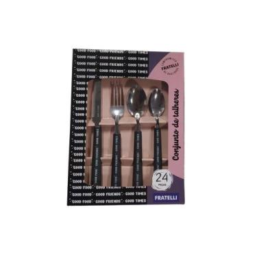 Imagem de Conjunto De Talheres Decorado 24 Pcs Preto Fratelli
