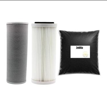 Imagem de Kit Refil Tira Ferro Carbon Block Plissado Zeo Big Blue 10 Branco - Ro