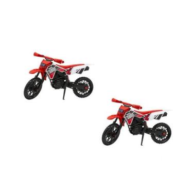 Imagem de Kit 2 MotoCross Brinquedo Grande Realista Trilha Vermelha - Kendy
