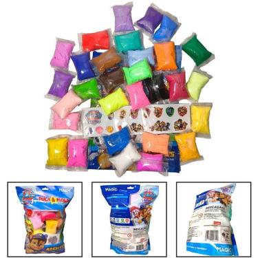 Imagem de Massa de Modelar Pula e Molda 300g com 30 Cores Sortidas e Adesivos dos Personagens Patrulha Canina