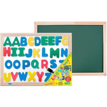 Imagem de Lousa Infantil 3x1 ABC Dupla Face Magnética com Letras em EVA Imantado Verde Cortiarte