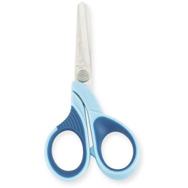 Imagem de Tesoura Escolar Mundial 4'' com Cabos Soft Touch Aço Inoxidável Pontas Arredondadas Azul