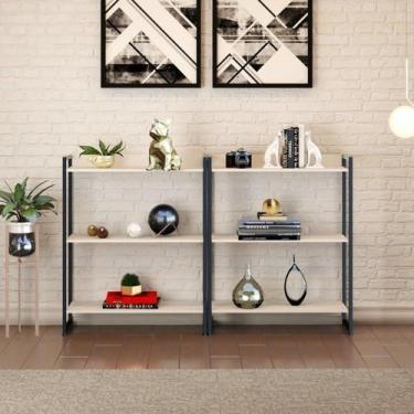 Imagem de Kit 2 Estantes para Livros Industrial 3 Prateleiras 104CMX160CM Active