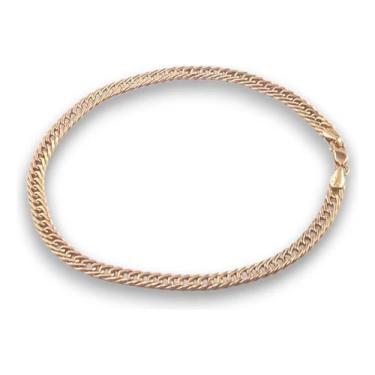 Imagem de Pulseira Grumet Dupla 3.5mm Ouro 18k 750 Mosquetão Legítima Amarelo 21