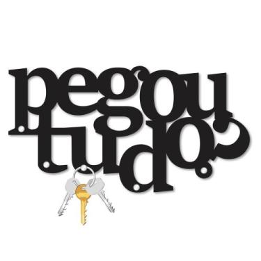 Imagem de Porta Chaves Pegou Tudo Para Parede Decoração Em Mdf Preto Criativo - 