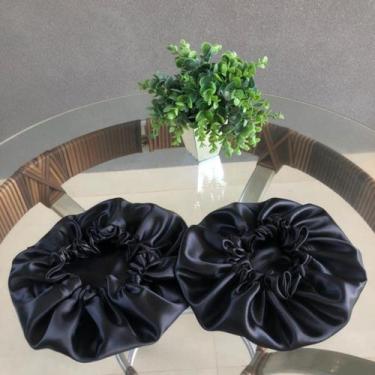 Imagem de Touca de Cetim Dupla Face Ajustável TDF-03 - Blond Black, Total black,