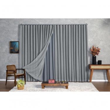 Imagem de Cortina Blackout com Linho 4,00x2,70M Poliéster para Trilho Suíço Cinza Ludatex