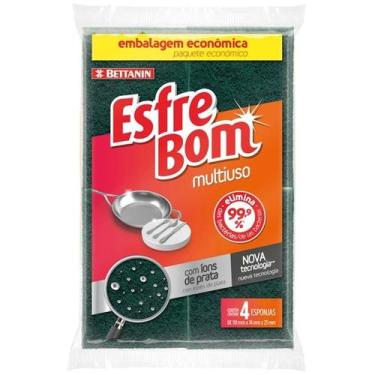Imagem de Esponja Multiuso Verde e Amarelo com 4 Unidades EsfreBom, U