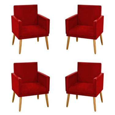 Imagem de Kit 4 Poltronas Nina Decorativa p/ Sala Suede Marsala - Maitê Moda Cas