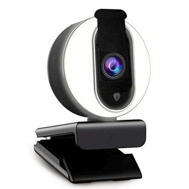 Imagem de NexiGo N680E Webcam 1080p com anel de luz, capa de privacidade e microfone duplo, foco automático avançado, brilho ajustável, câmera web de transmissão para zoom Skype Facetime