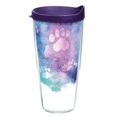 Imagem de Tervis Copo de viagem com isolamento térmico de parede dupla feito nos EUA com impressão de pata mantém as bebidas frias e quentes, 680 g, clássico