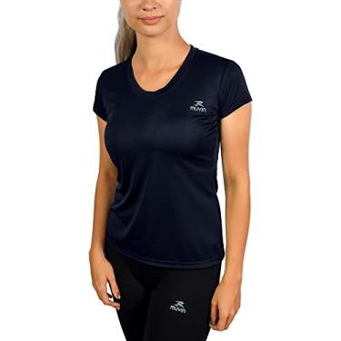 Imagem de Camiseta Color Dry Workout Muvin - Feminina – Camiseta Manga Curta - Camiseta Para Academia – Treino Funcional – Pilates – Yoga - Corrida – Ginástica – Fitness - Caminhada - Secagem Rápida (Azul Marinho, GG)