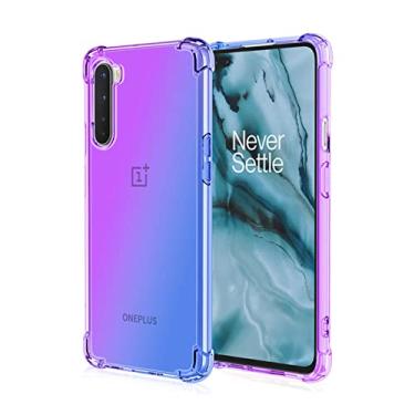 Imagem de para Oneplus Nord N100 N200 Capa transparente gradiente Airbag cantos Capa à prova de choque para One Plus 9 Pro 8 7T 6T Para-choque da tampa traseira, Azul Roxo, Para OnePlus 8T