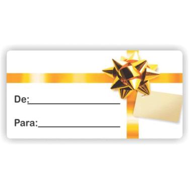 Imagem de Etiqueta Para Presente De/Para Retang. Branca Com Laço