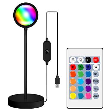 Imagem de Lâmpada RGB Sunset Atmosferas 360° Ajustável Luz de Projeção do Sol USB Romântico LEDs Luz Noturna com Controle Remoto para Selfie/Sala de Estar/Festa Temática Decoração do Quarto