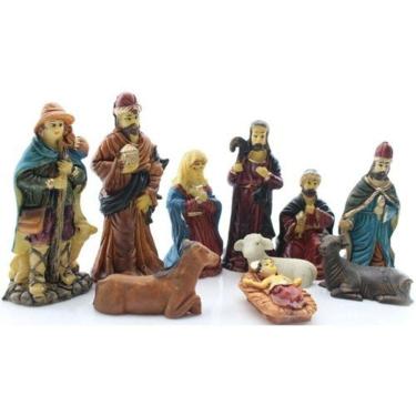 Imagem de Decoração Mini Presépio De Natal Nascimento Jesus Resina Natalino 10 Peças