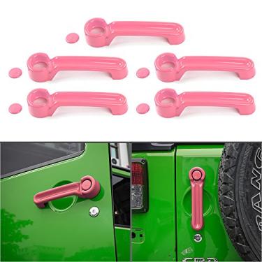 Imagem de JeCar Kits de capa de maçaneta de porta para Jeep Wrangler JK 2007-2018/2008-2012 Jeep Liberty / 2007-2011 Dodge Nitro, rosa