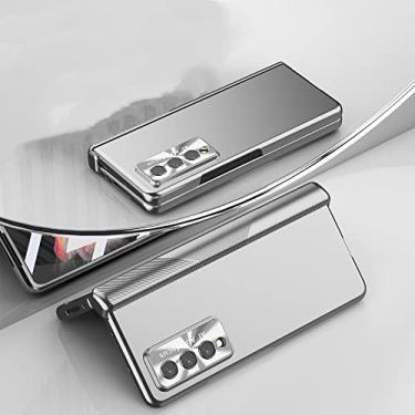 Imagem de Estojo rígido porta caneta anti-queda para Samsung Galaxy Z Fold 3 5G Fold4 Fold 4 Fold3 Zfold3 com filme de vidro temperado, prata, para Z Fold 3
