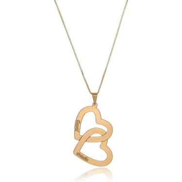Imagem de Colar Personalizado Corações Entrelaçados Folheado Ouro 18K