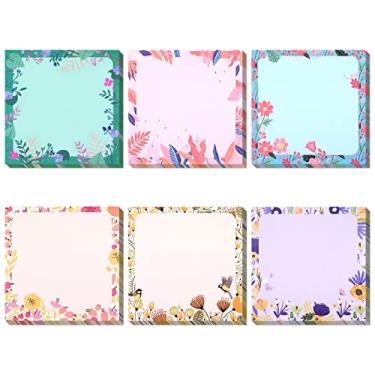 Imagem de 12 peças de notas adesivas florais com design de flores autoadesivas, blocos de notas adesivas para escola, escritório, casa, estudantes, professores, presentes, 600 folhas no total, 6 desenhos,