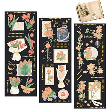 Imagem de Adesivos vintage para scrapbook | Etiqueta floral decorativa DIY para scrapbooks, adesivos adequados para decorar planejador da vida diária, diário decorativo, recortes, cartão felicitações, livro e calendário