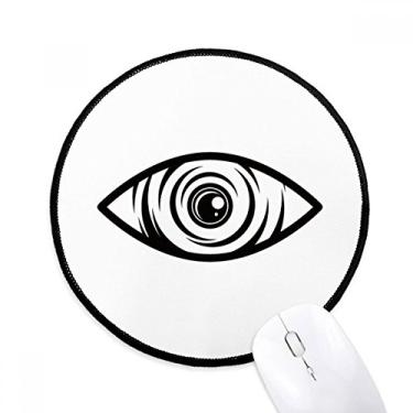 Imagem de Mouse pad de decoração preta com estampa de vetor de olho, tapete redondo para computador