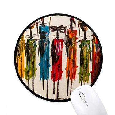 Imagem de DIYthinker Arte abstrata africana guerreiro preto mousepad desktop escritório tapete redondo para computador