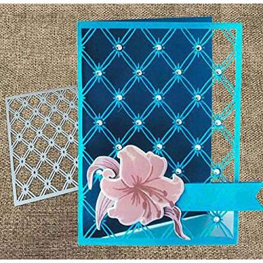 Imagem de Moldes de corte de fundo de diamante retangulares sem bordas, faça você mesmo scrapbooking artista corte de metal matrizes estênceis álbum de scrapbooking cartão de papel artesanato em relevo cortes de matriz