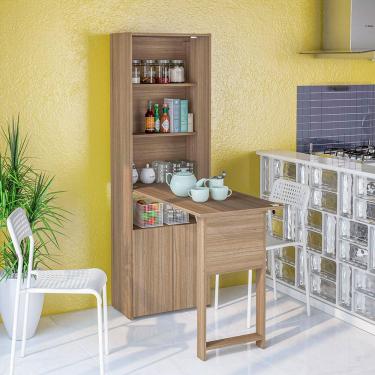 Imagem de Armário Multiuso Politorno Goiânia com 2 Portas, 3 Prateleiras e Mesa Retrátil com Chave