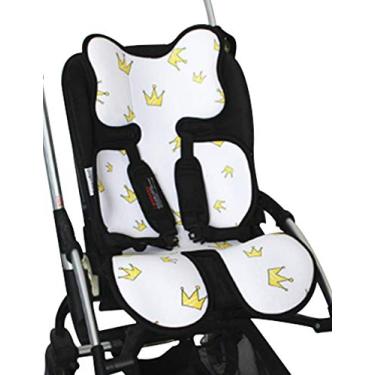 Imagem de Letuwj Forro de almofada respirável para carrinho de bebê, branco + amarelo coroa 35 x 75 cm