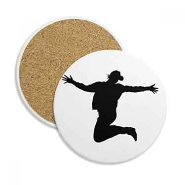 Imagem de Caneca porta-copos esportiva de educação física pulando com proteção de mesa, pedra absorvente