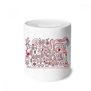 Imagem de DIYthinker Graffiti Street, abstrato, vermelho, branco, padrão, caixa de dinheiro, caixa de cerâmica para presente de cofrinho