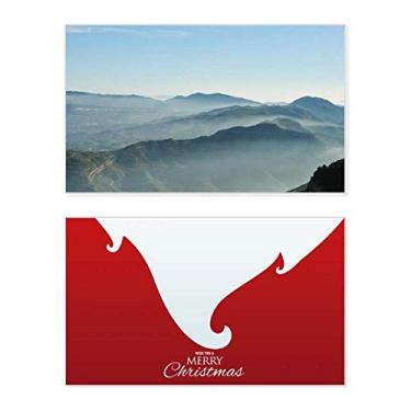 Imagem de Sunshine Mountains Sky Fog Nature Holiday Merry Christmas Cartões de parabéns Mensagem de Natal