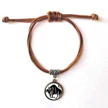 Imagem de DIYthinker Pulseira Constellation Taurus Signo Zodíaco Pulseira de Couro Corda Pulseira Marrom Joia Presente