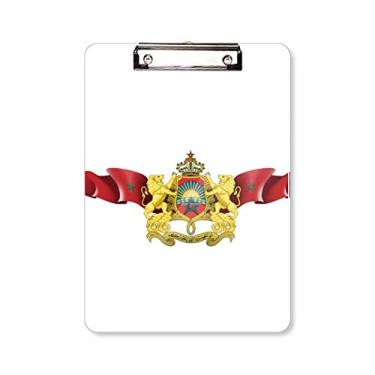 Imagem de Bandeira do Marrocos Emblema Nacional Prancheta Pasta, Bloco de Escrita Placa de Apoio A4