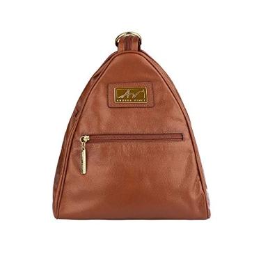 Imagem de Mochila saco de couro com alça em zíper Malu - Whisky