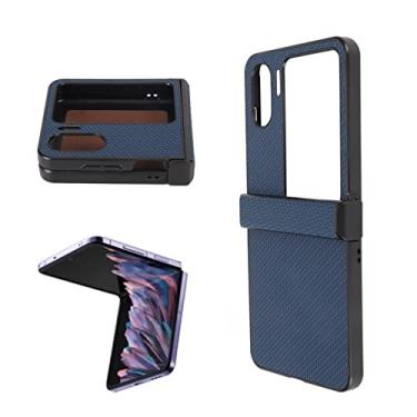 Imagem de para OPPO Find N2 Flip Phone Case, Capa Protetora Fina à Prova de Choque, Capa Protetora de Plástico para Find N2 Flip, Textura de Fibra de Carbono, Design Leve (Azul)