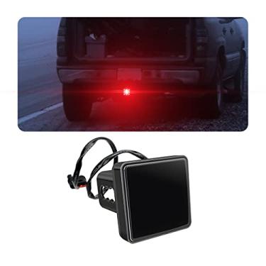 Imagem de AICEL Tampa de engate de reboque de luz de freio de lente vermelha de 15 LED, receptor universal de 5 cm, luz traseira quadrada com lente fumê super brilhante, acessórios externos de carro para