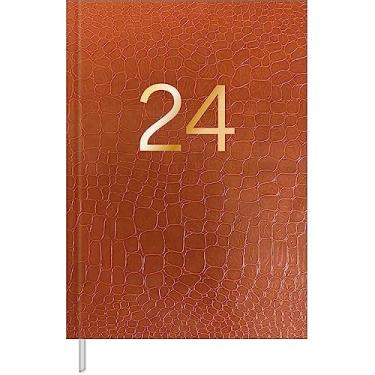 Imagem de Tilibra - Agenda Executiva Croco Costurada Diária 14,5 x 20,5 cm 2024 - Croco Caramelo 24