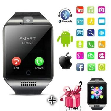 Imagem de Relógio inteligente Bluetooth Smartwatch com câmera sms MP3 - preto