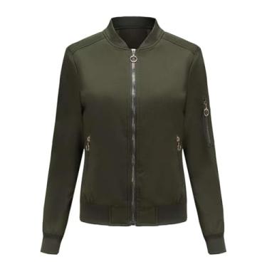 Imagem de Gerrit Casaco feminino outono feminino casual cor colete feminino, Verde militar, GG