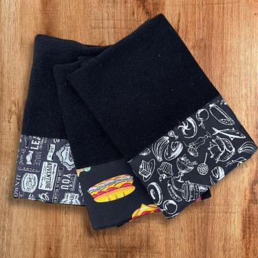 Imagem de Pano De Prato Preto Kit 3 Peças