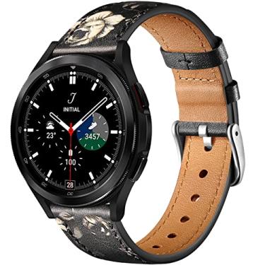 Imagem de GEAK Pulseira de couro compatível com Samsung Galaxy Watch 7 de 40 mm e 44 mm, Galaxy Watch 6 5 4 de 44 mm e 40 mm, Galaxy Watch 5 Pro de 45 mm, Watch 3 de 41 mm, 20 mm para mulheres e homens, cinza