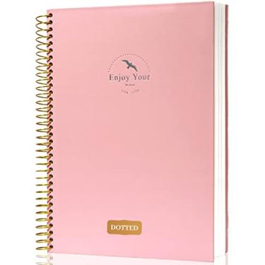 Imagem de FLYING EAGLE Caderno espiral com grade pontilhada de 20 x 28 cm, caderno espiral grande, 120 folhas, caderno espiral de capa dura, caderno de bala, para homens e mulheres, rosa 2