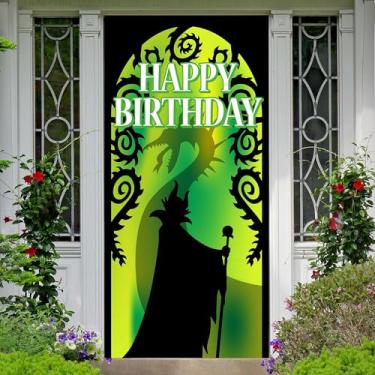Imagem de Dark Witch Evil Queens Happy Birthday Banner Pano de fundo Black Witch Evil Mistress Dark Fairytales Decoração para meninas festa de aniversário de princesas lembrancinhas de chá de bebê suprimentos
